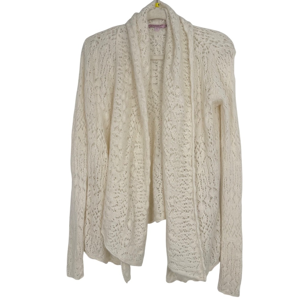 Calypso St Barth Cream Soft Girl Quiet Luxury Open Front Cashmere Cardigan Small
